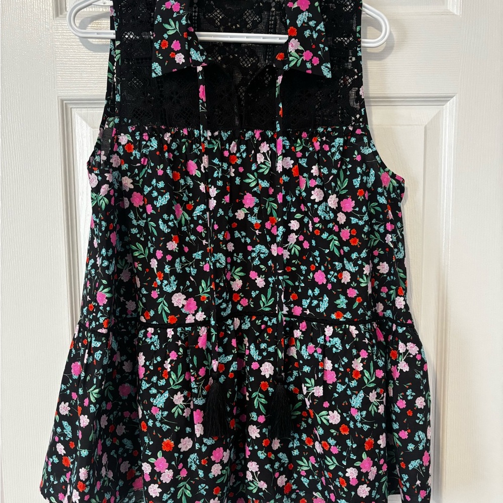 Floral Sleeveless Top with Lace Detail by Kate Spade